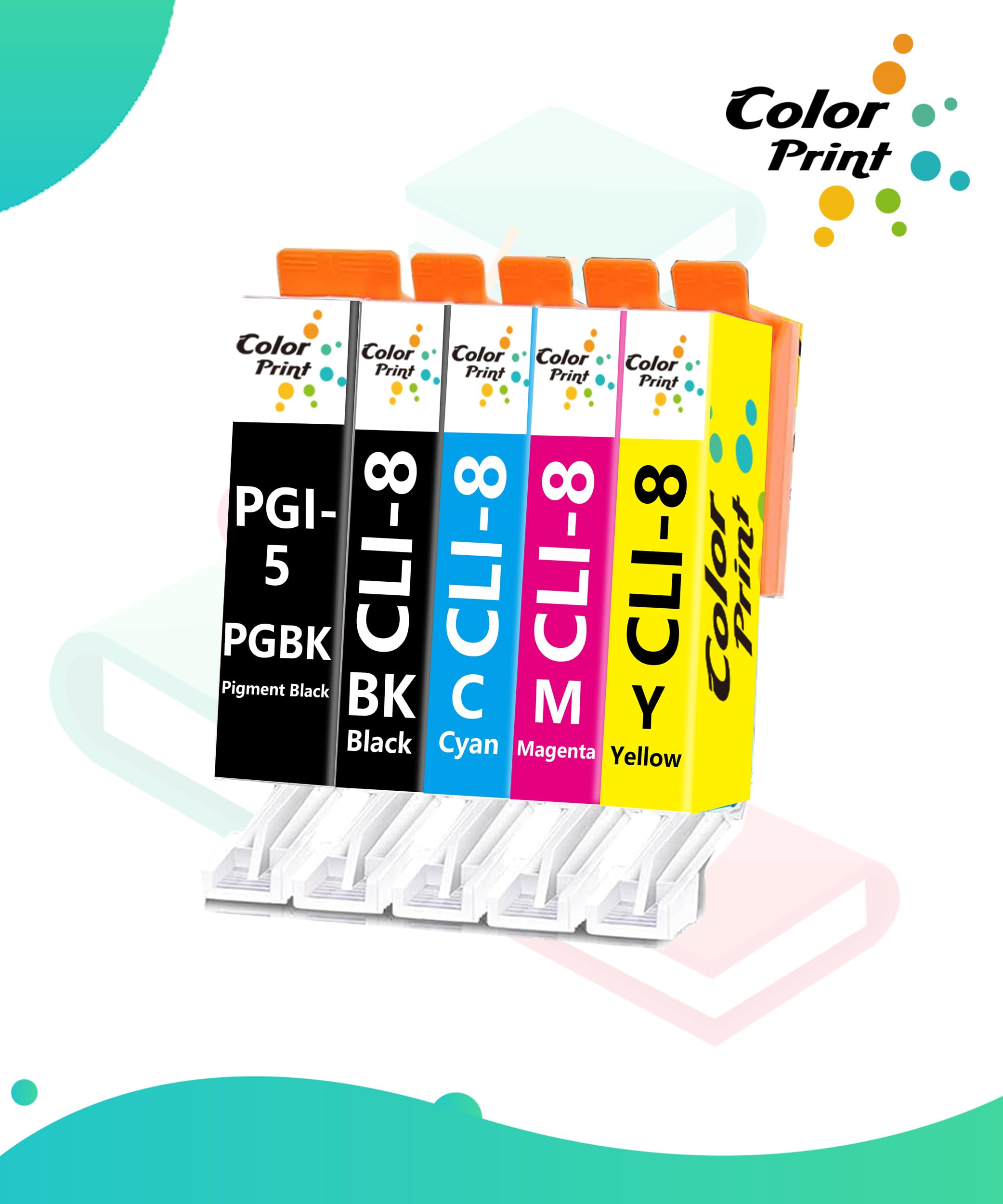 Lot De 5 Cartouches Compatibles Canon PGI 5 BK + CLI 8 Pour Pixma MP970 - Encre Jet D’encre Multicolore - Neuf