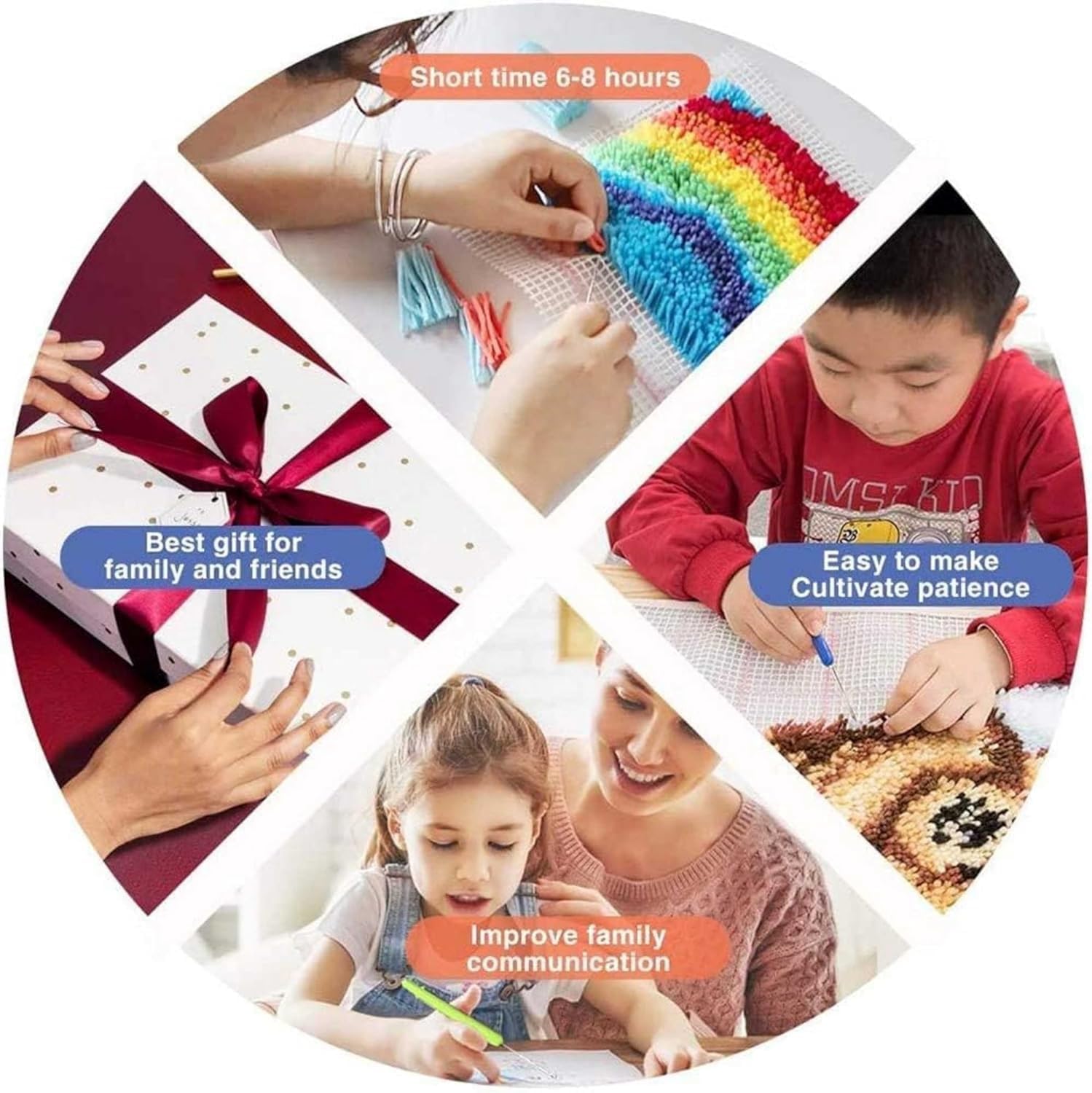 KnüpfKissen Set Erwachsene Kinder mit vordruck I Love You Rotes Herz Grau knüpfteppich zum selber knüpfen Kissenbezug Anfänger DIY Handarbeit Stickerei Sets Handgemachtes Handwerk Sofa Wohnkultur 43x4