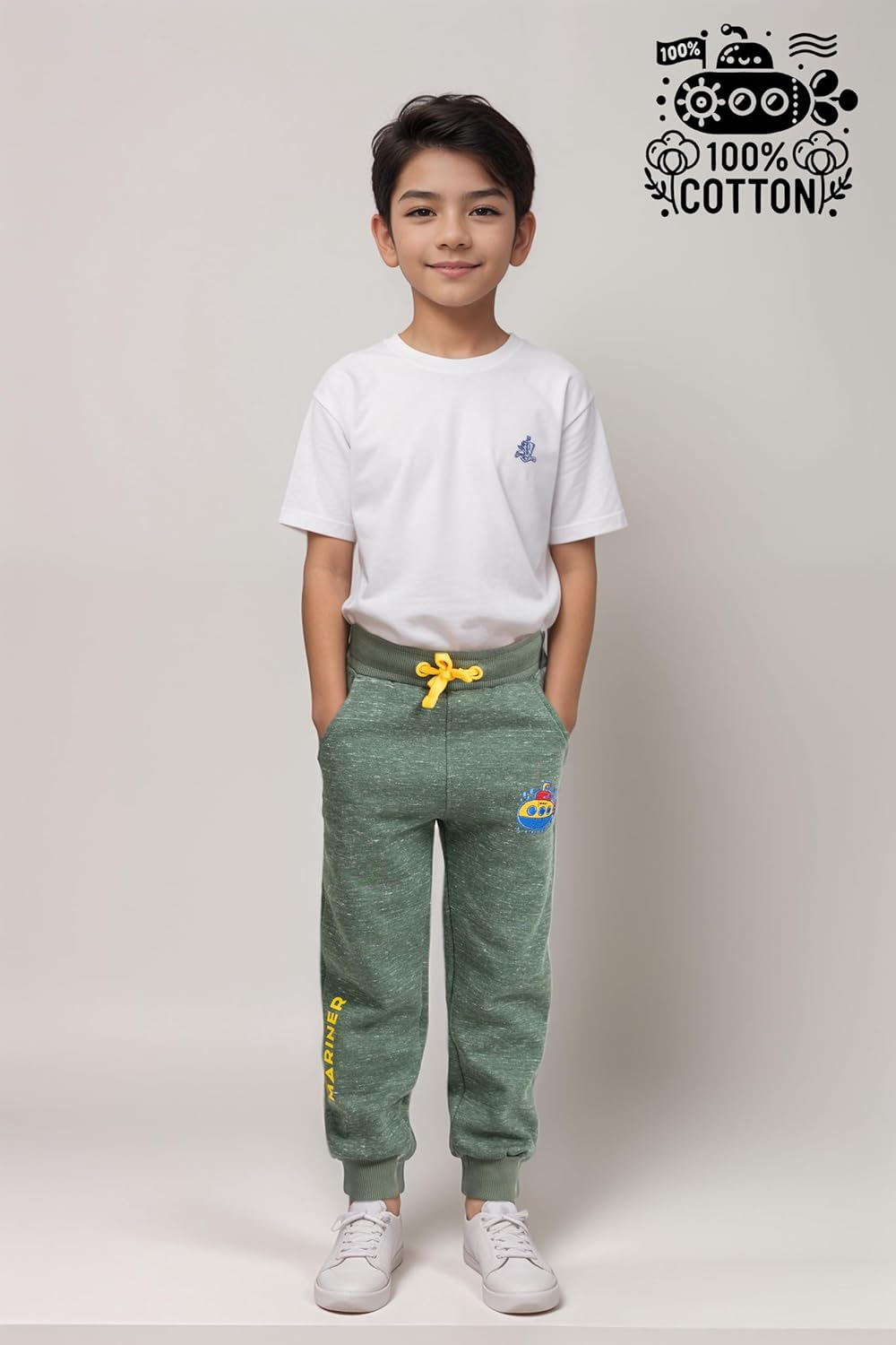 Toddler Boys Animal 3D Knee Knit French Terry Jogger/Pants - Pure Cotton