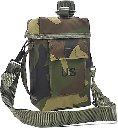 Miniatura 8 de Jadedragon Botella de agua militar para cantina, de aluminio reforzado con funda de nailon para cinturón, botellas de agua portátiles con correa