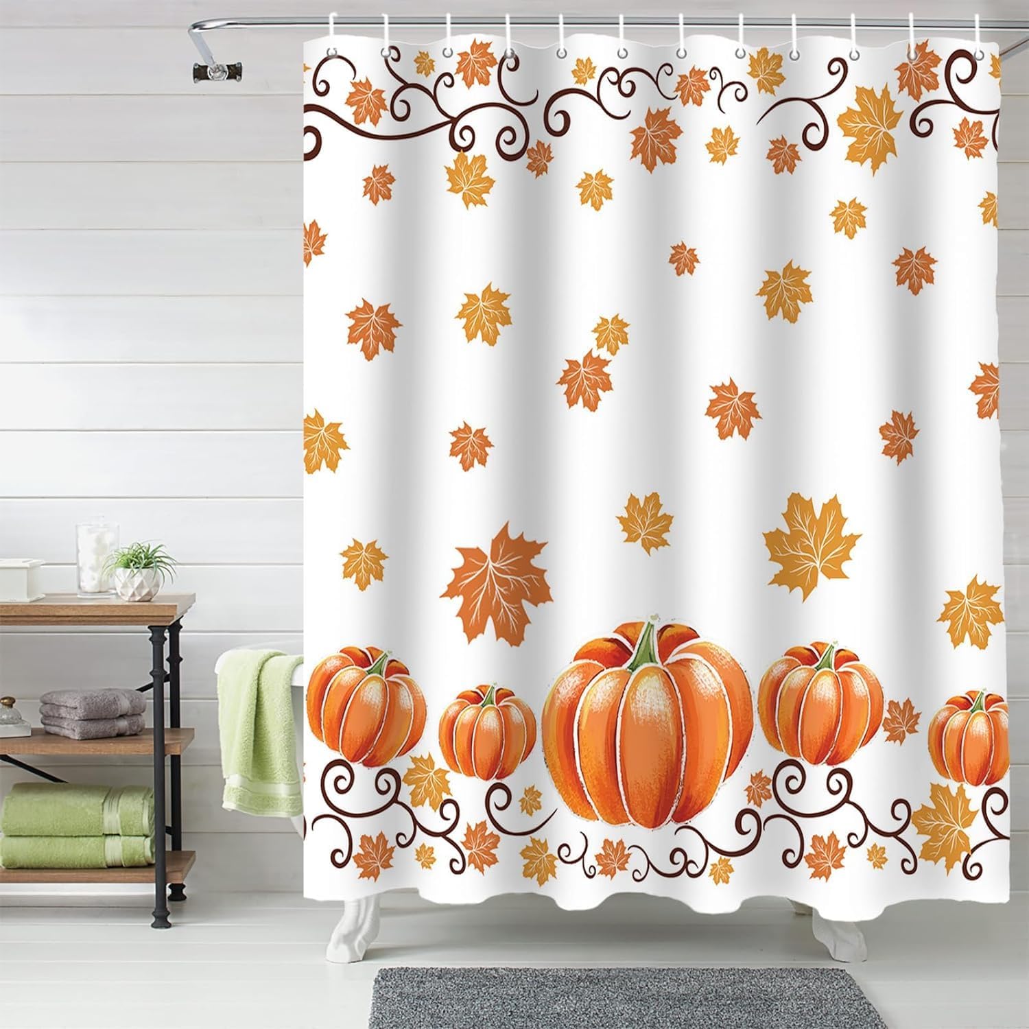 Vandarllin Fall Maple Leaves Shower Curtain, Thanksgiving