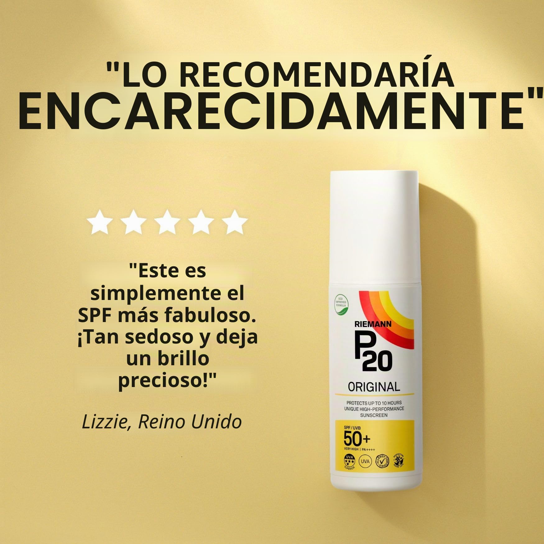 RIEMANN P20 Original SPF50+Plus Spray 200ml, Protección Solar Avanzada Triple Protección Alto Rendimiento, Resistencia al Sudor, Protege hasta 10 Horas, Muy Resistente al Agua, Alta Protección UVA