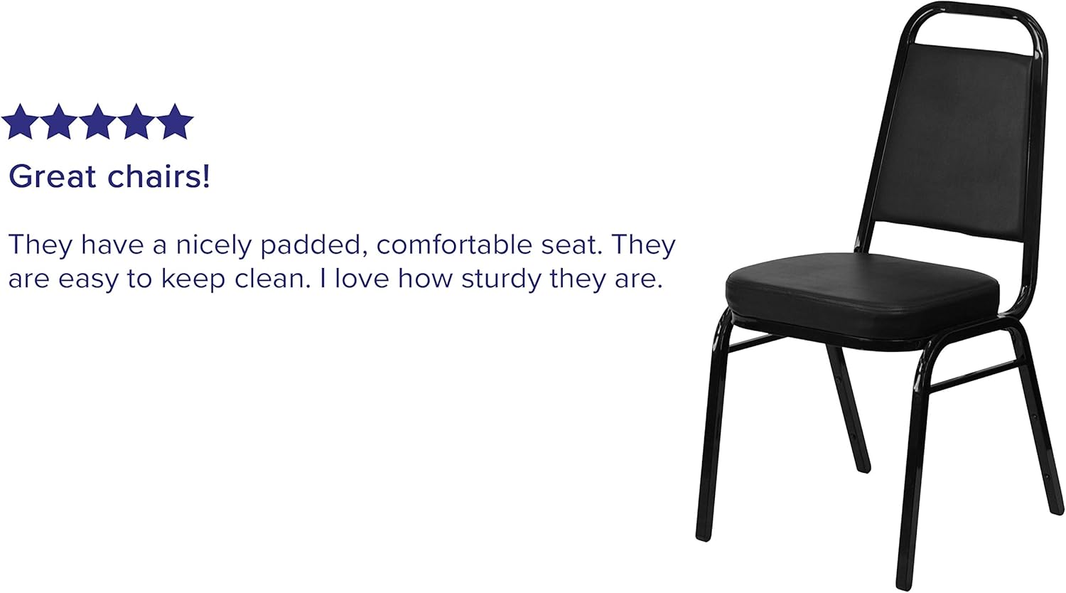 Flash Furniture 4 Pack HERCULES Series Trapezoidal Back Stacking Banquet Chair in Black Vinyl - Black Frame : Office Products