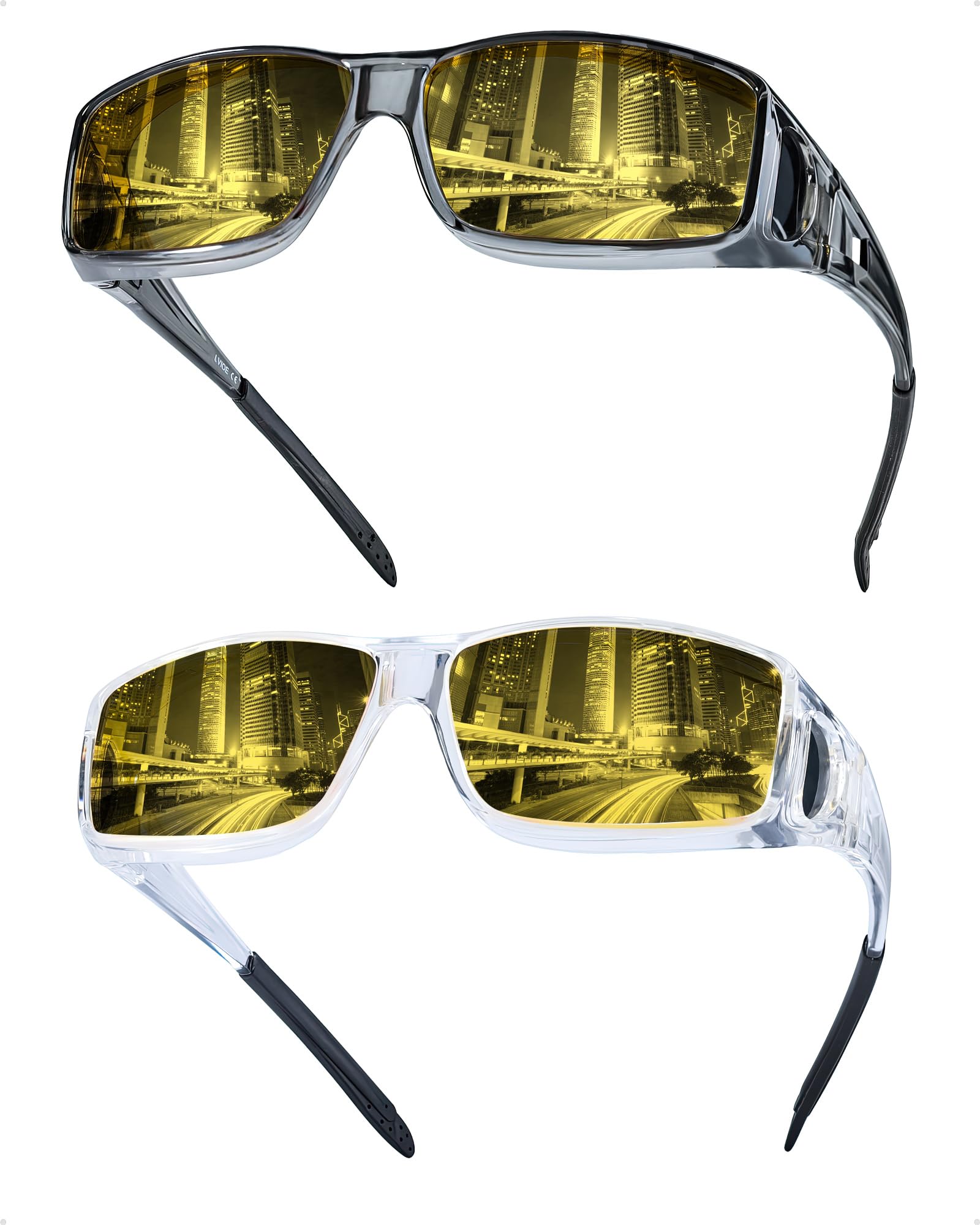 IGnaef Fit Over Night Vision Driving Glasses for Men Women