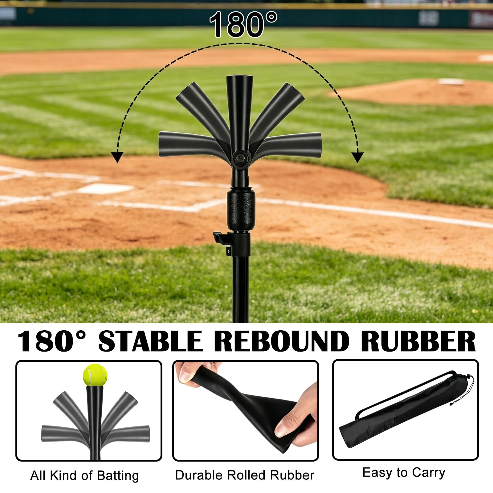 BORDEAG Baseball & Softball Batting Tees,Treppiede da Baseball,Attrezzature per l'allenamento Baseball , Tee da Baseball per colpire supporto palla da baseball portatile per migliorare swing