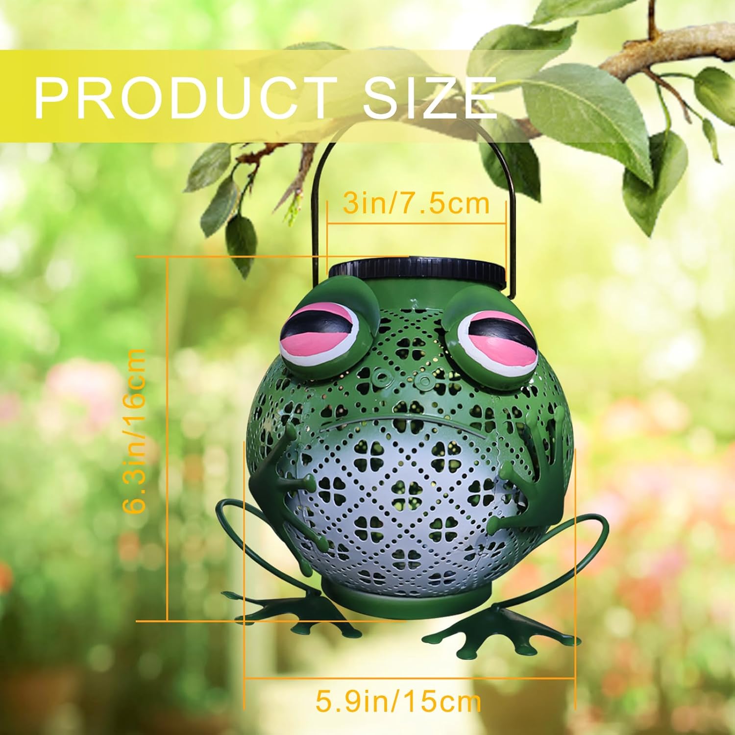 2 Pack Solar Lanterns Outdoor Waterproof Frog Metal Hanging Lantern Outdoor Hanging Solar Lights with Sound, Outdoor Lanterns for Yard, Garden, Patio, Porch - Image 6