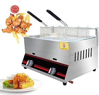 Cesta de freidora de grasa comercial Freidora comercial de gas Ajuste manual de temperatura Acero inoxidable Infrarrojo Ahorro de energía con cesta extraíble Freidora de chips Calentamiento