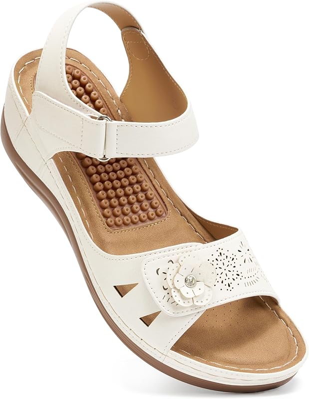 FUDYNMALC Womens Wedge Sandals Comfortable: Summer Dressy Platform Sandals | Lightweight Non-Slip 2.06'' Heel for Stability - Open Toe Adjustable Straps Walking Shoes for Casual Vacation