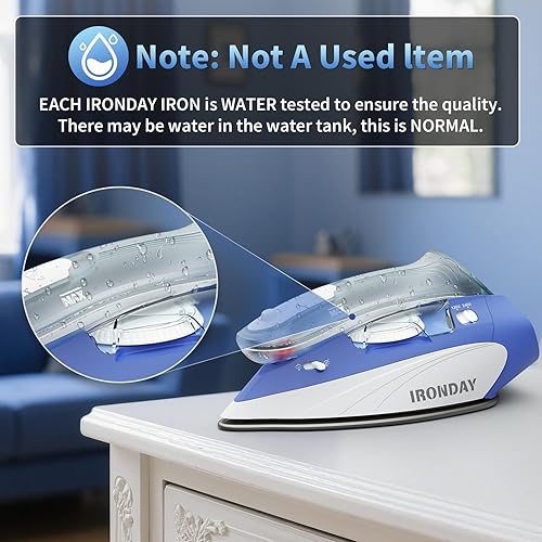 Miniatura 5 de Mini plancha de viaje de 1100 W con vapor para ropa con doble voltaje, tanque de agua de 2.7 onzas, control de temperatura, suela antiadherente,