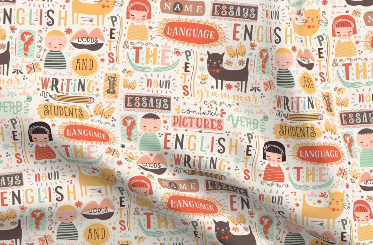 Spoonflower Fabric - English Language School Printed on Petal Signature Cotton Fabric Fat Quarter - Sewing Quilting Apparel Crafts Decor