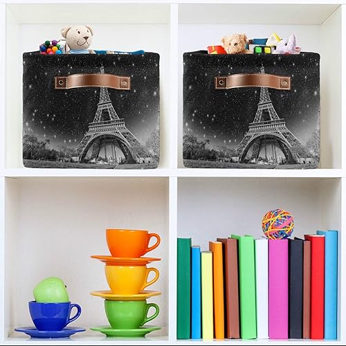 Miniatura 6 de ALAZA Contenedores de almacenamiento plegables, maravillosa vista nocturna de la Torre Eiffel en París, cajas de almacenamiento para armario,