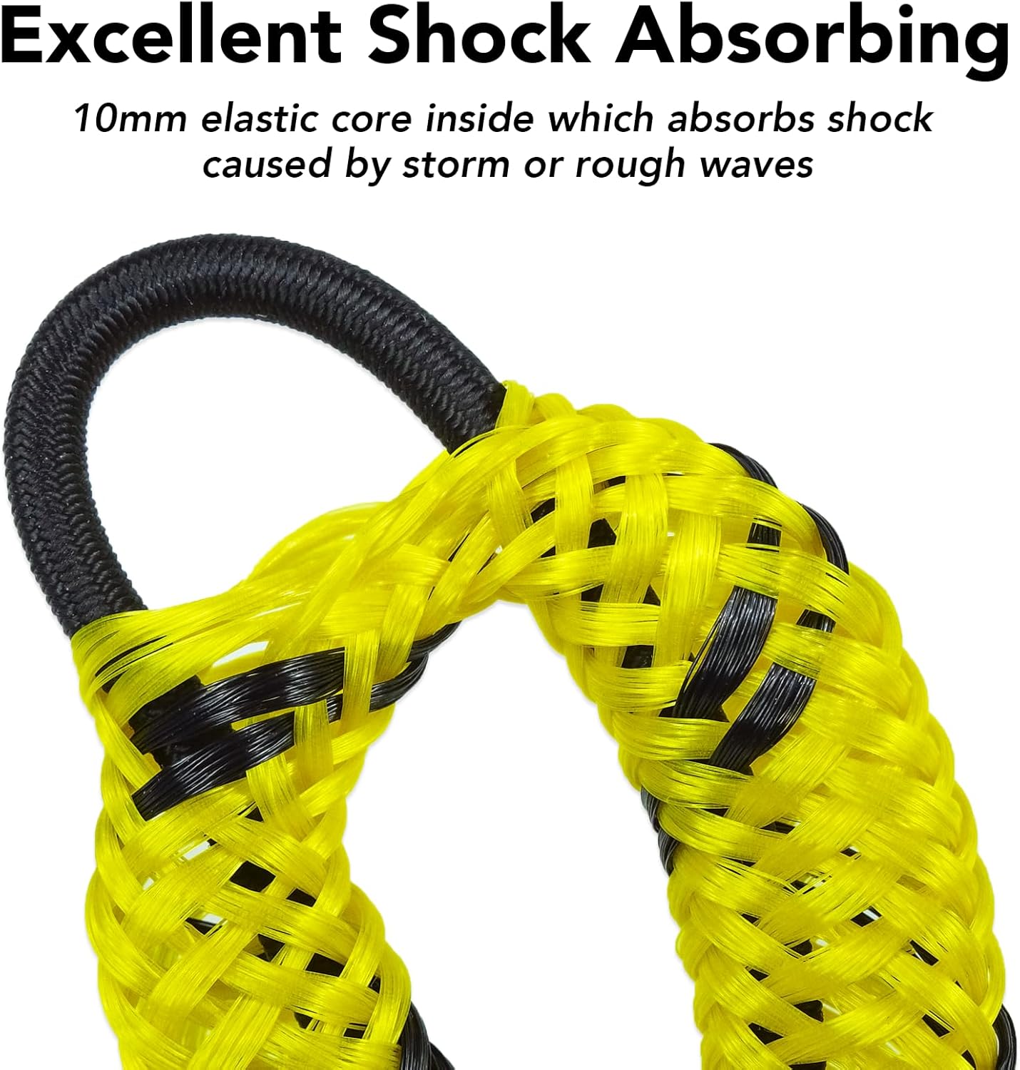 3 Feet Bungee Dock Line Boat Ropes for Docking Line Mooring Rope with Stainless Steel Clip Accessories for Boats 2pcs (Yellow&Black, 3 Feet)