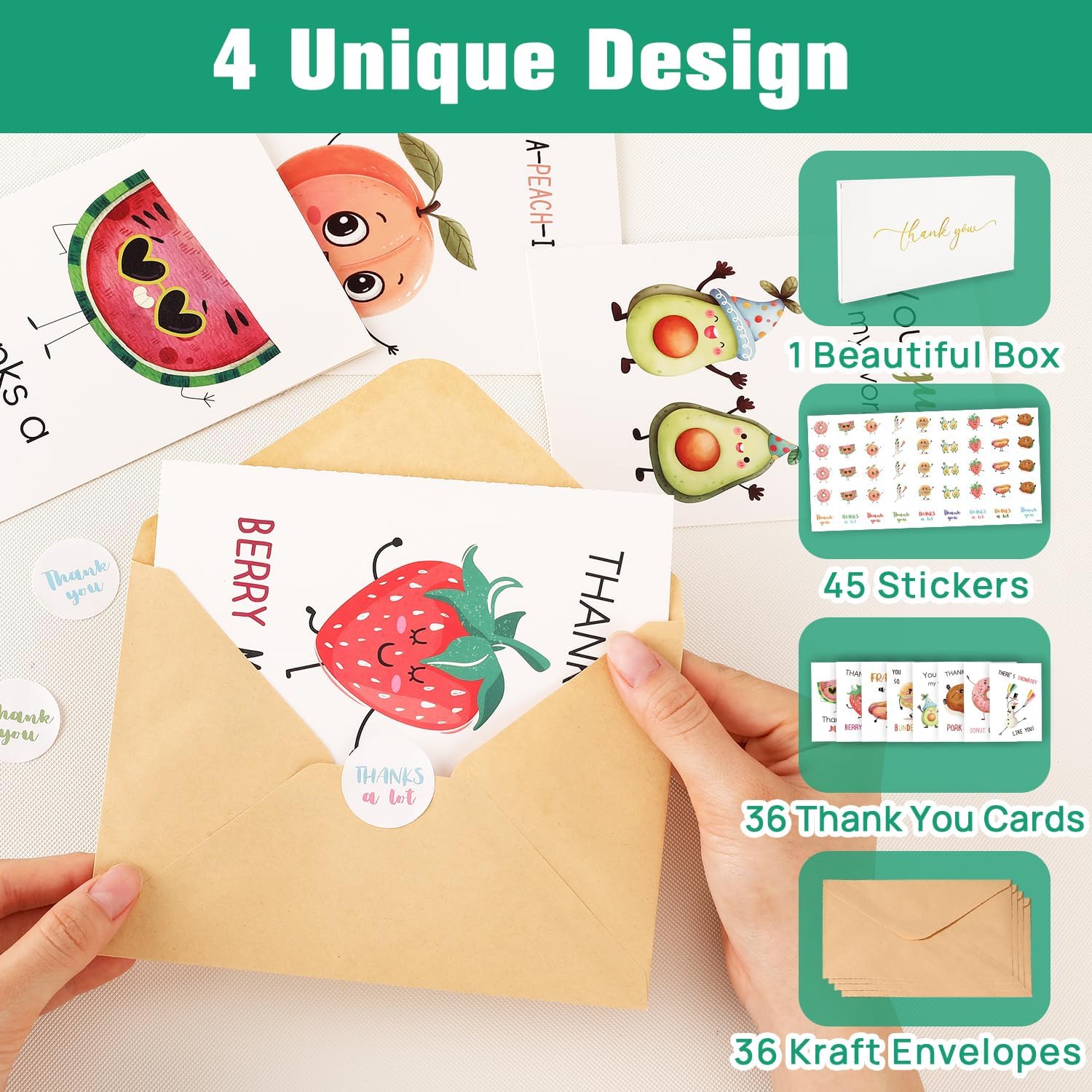 Funny Thank You Cards - 36 Pcs Funny Birthday Thank You Cards with Envelopes and Stickers, 4‘’x6'' Cute Thank You Birthday Cards for Women, Office Coworker, Employee & Staff Appreciation, Appreciation Card - Image 5