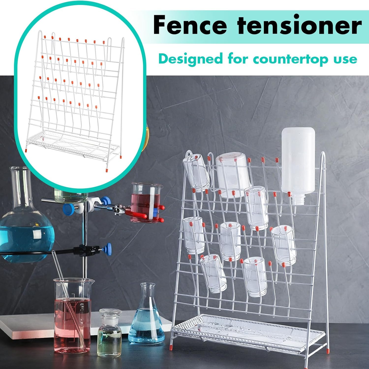 2 Pcs Metal Test Tube Drying Rack, Lab Drying Rack with Drip Trays 32-position Test Tube Draining Holder 18.5x13.5x5.1 Inches Laboratory Glassware Organizer for School Laboratory Utensil