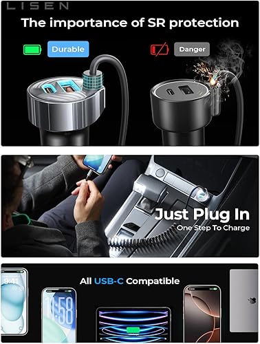 Miniatura 5 de LISEN Cargador de coche USB C de 90 W para iPhone 17 16 15 Pro Max, carga rápida, súper rápida para iPhone 15, 16, 17 Pro, adaptador tipo C para