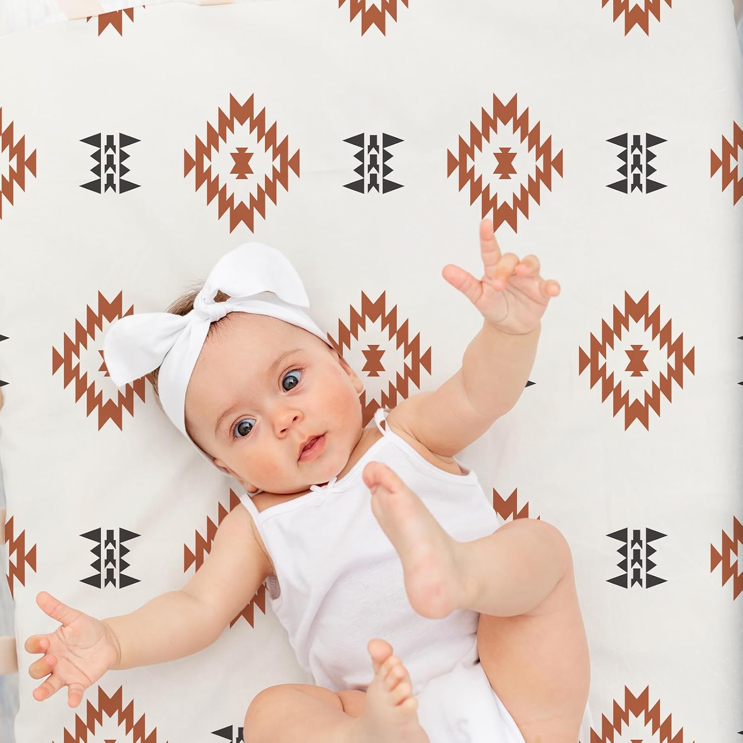 4 Pack Western Crib Set for Baby Boys, Soft Breathable Fitted Crib Sheet 28 x 52 in, Aztec Cowboy Nursery Decor for Standard Crib and Toddler Bed Mattresses - Image 5