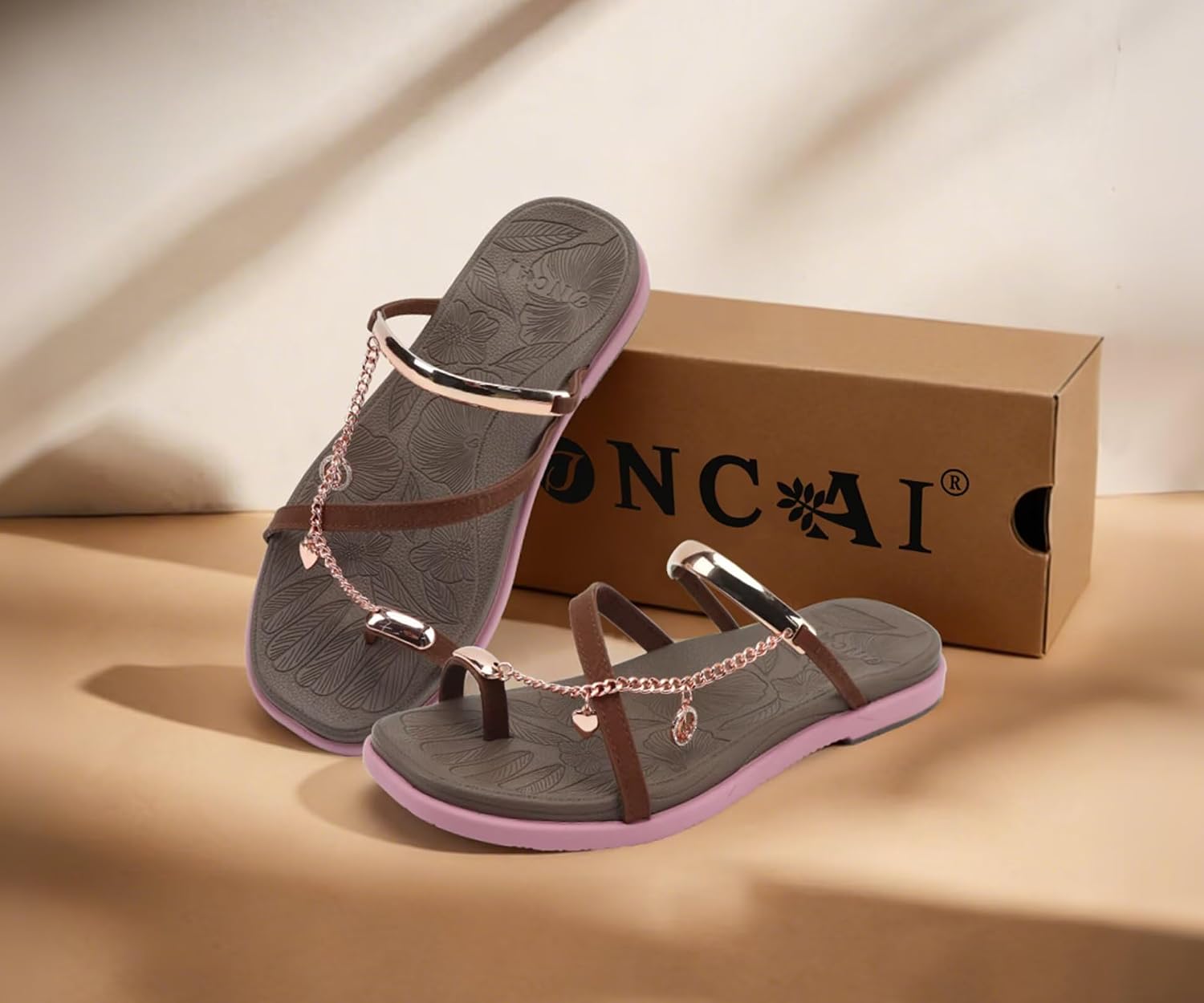 ONCAI Womens Flat Slides Sandals Toe loop Strappy Square Open Toe Fashion Essentials Sandal for Woman Summer Vacation Walking Casual Comfortable Outdoor Ladies Slide Shoes US Size 6-11
