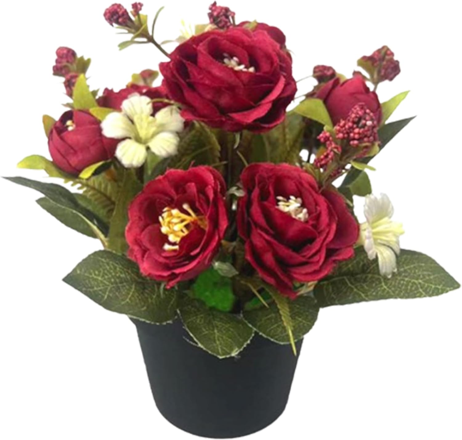 CUCUFA Artificial Flowers for Graves, Artificial Rose in Pot Realistic