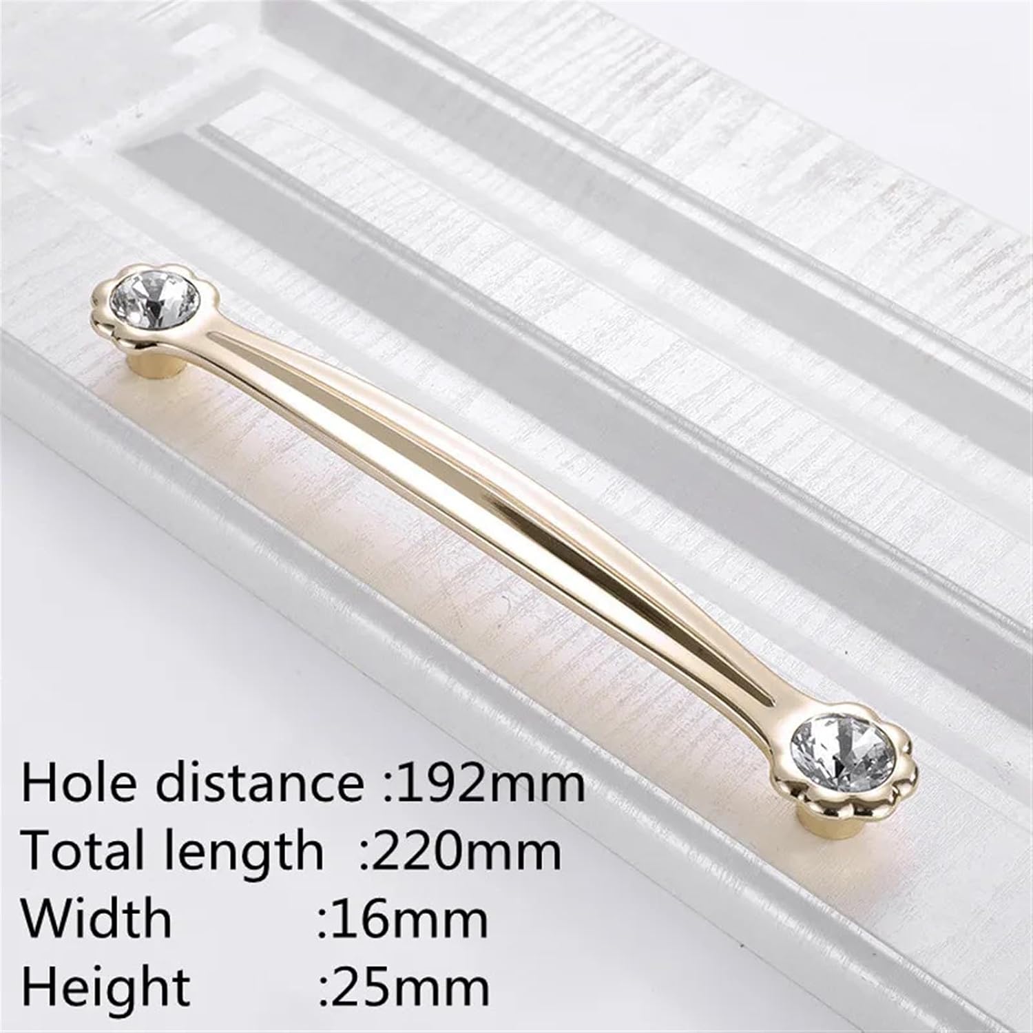 Crystal Handles Drawer Knobs Zinc Alloy Kitchen Cabinet Handles Wardrobe Door Pulls Furniture Handle Hardware 2Pcs(6738-192mm)