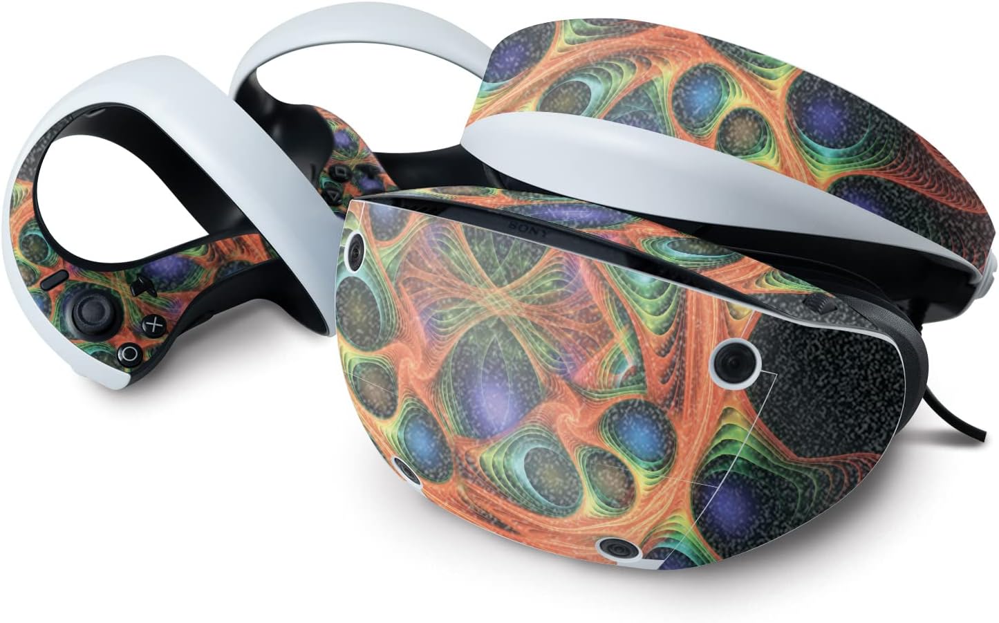 MightySkins Glossy Glitter Skin Compatible with Sony Playstation VR2 - Fabric Fractal | Protective, Durable High-Gloss Glitter Finish | Easy to Apply & Change Styles | Made in The USA