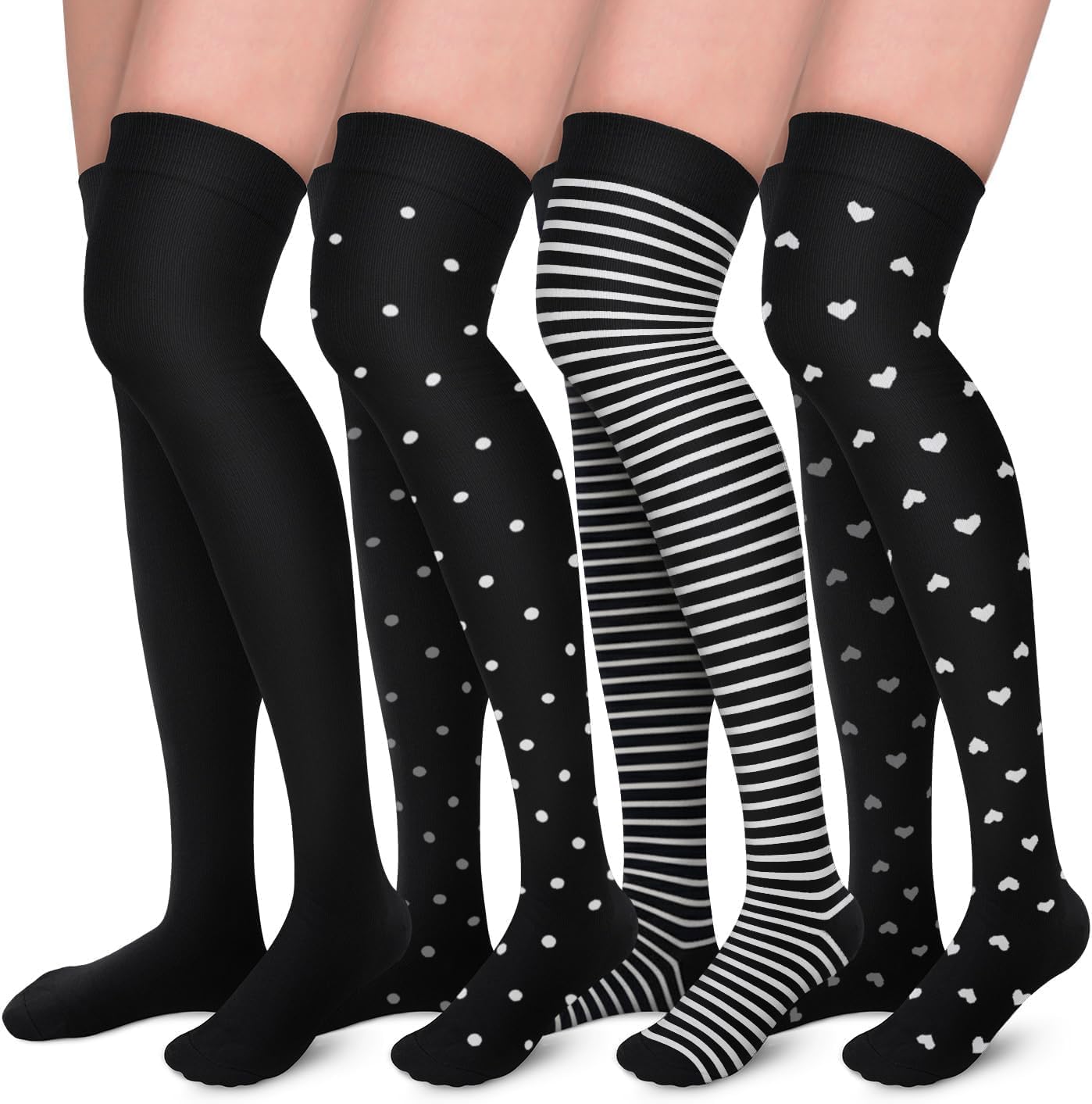 Aoliks Compression Socks for Women & Men 4 Pairs, Best Support for Nurses Running Travel