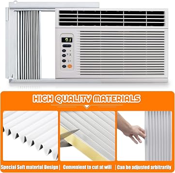 Window Air Conditioner Side Panel with Frame, Universal Window AC Accordion Filler Kit for Most 5,000 BTU Units