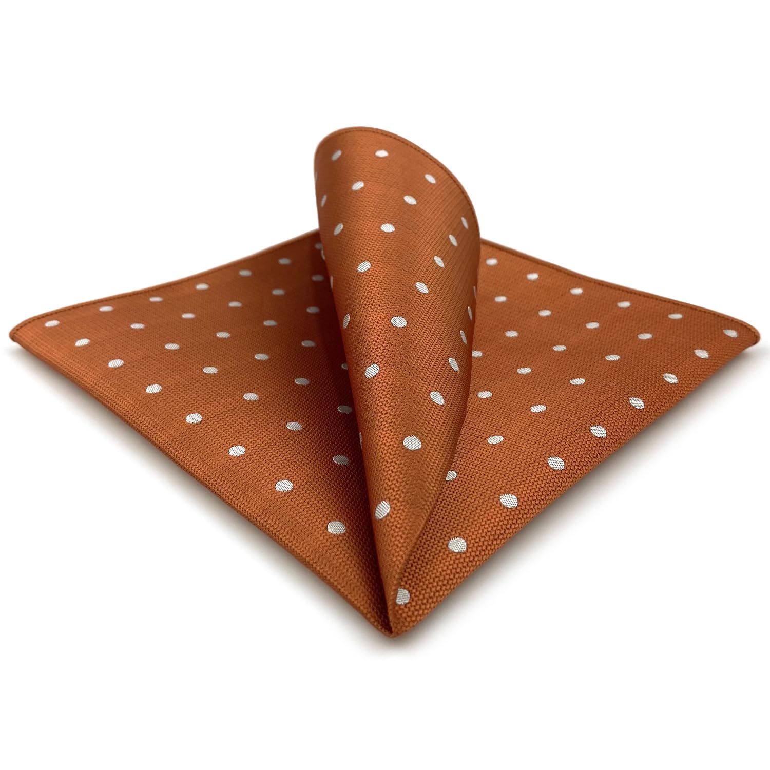 S&W SHLAX&WING Cravate Homme Orange à Pois Blanc Cassé - Slim Business Wedding Avec Pochette