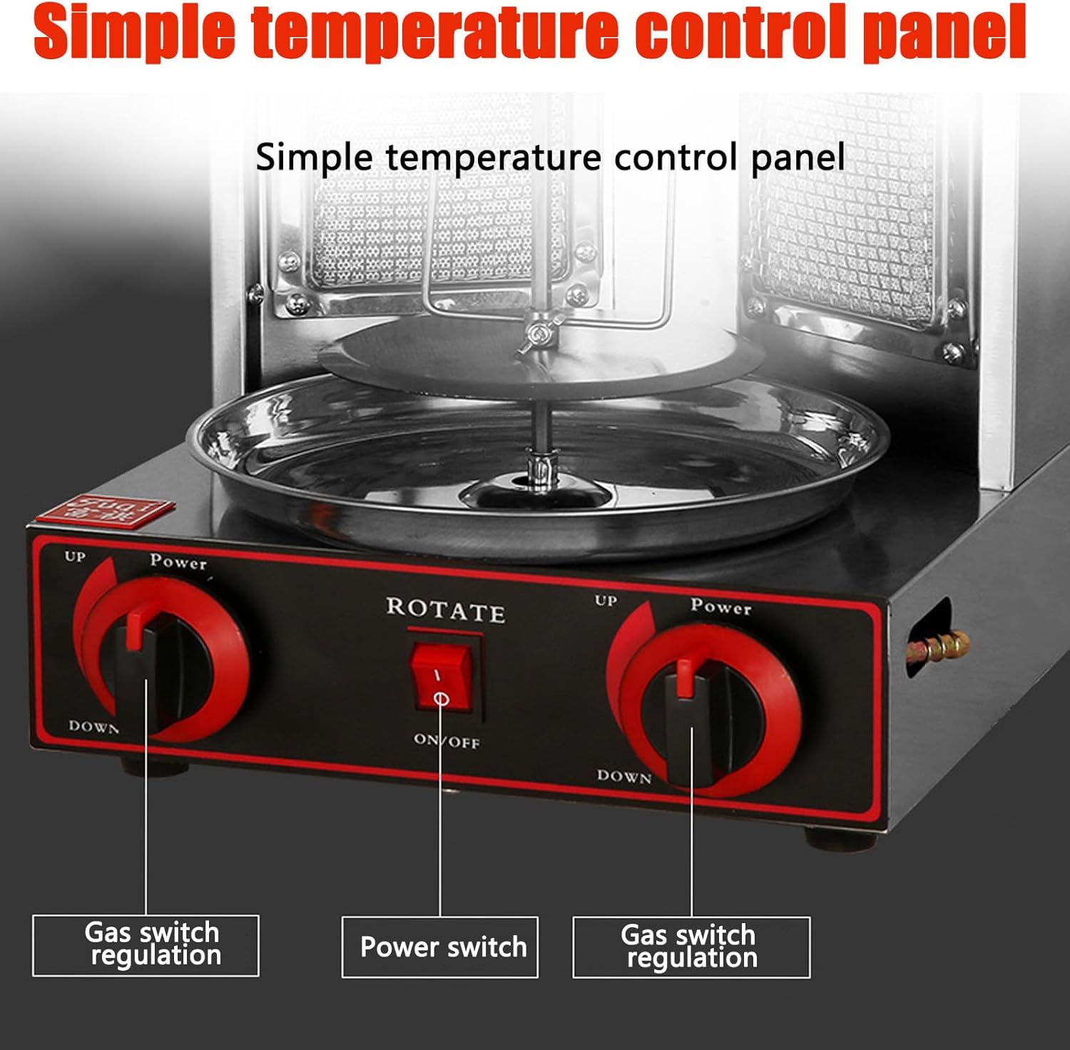 Commercial Vertical Barbecue Grill, 360° Automatic Rotation Gas Rotisserie BBQ Skewer, Stainless Steel Kebab Baking Oven with Temperature 50-350 ℃, for Restaurant Kitchen Parties,TripleHead-Silver