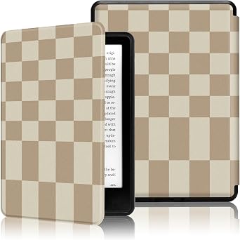 MOROCK Case for All-New 7" Kindle Paperwhite 12th Generation-2024 Released, Fits Kindle Colorsoft Paperwhite Signature Edition, Lightweight PU Leather Cover with Auto Wake/Sleep, Coffee Chessboard