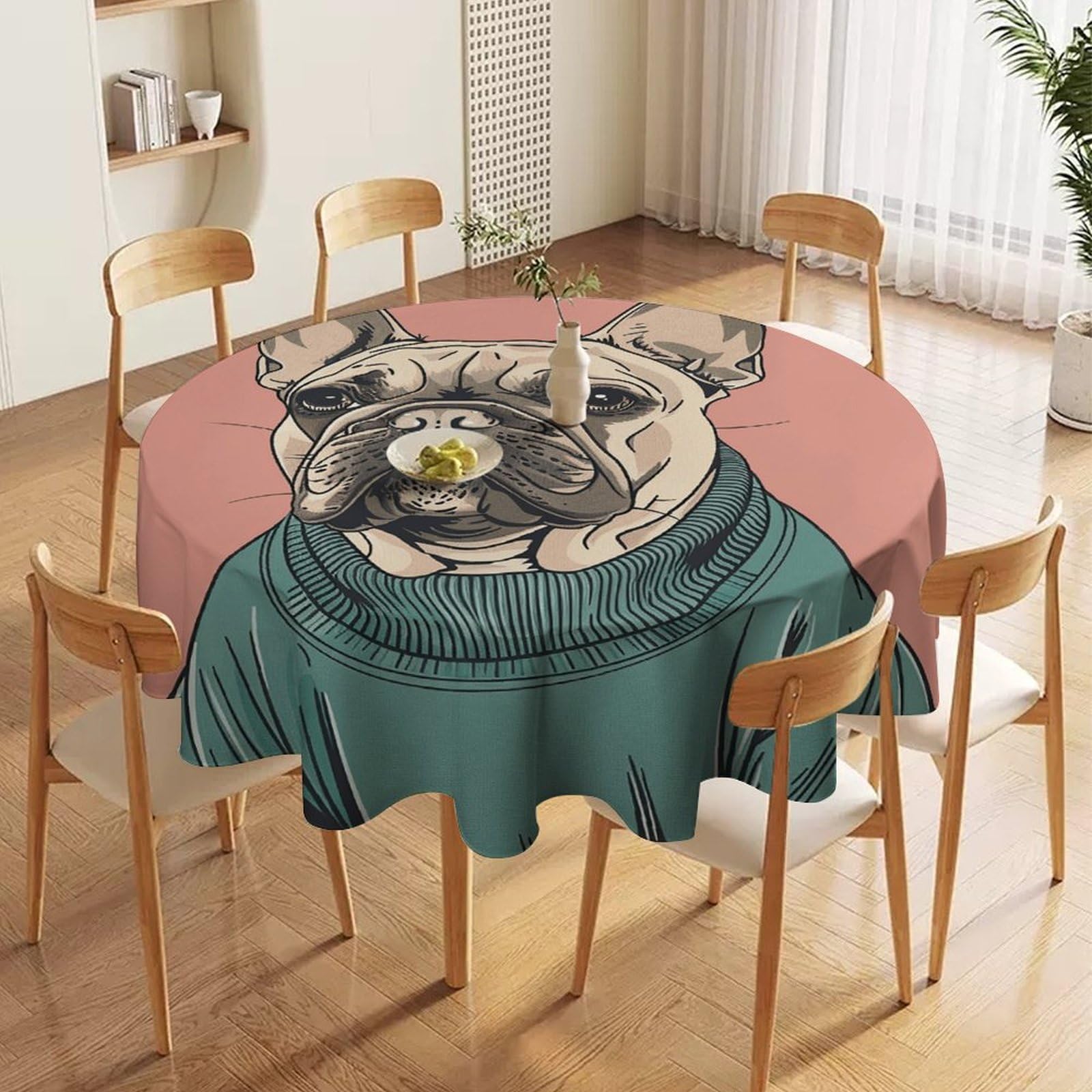 Nappe ronde lavable et antitache pour protection de table