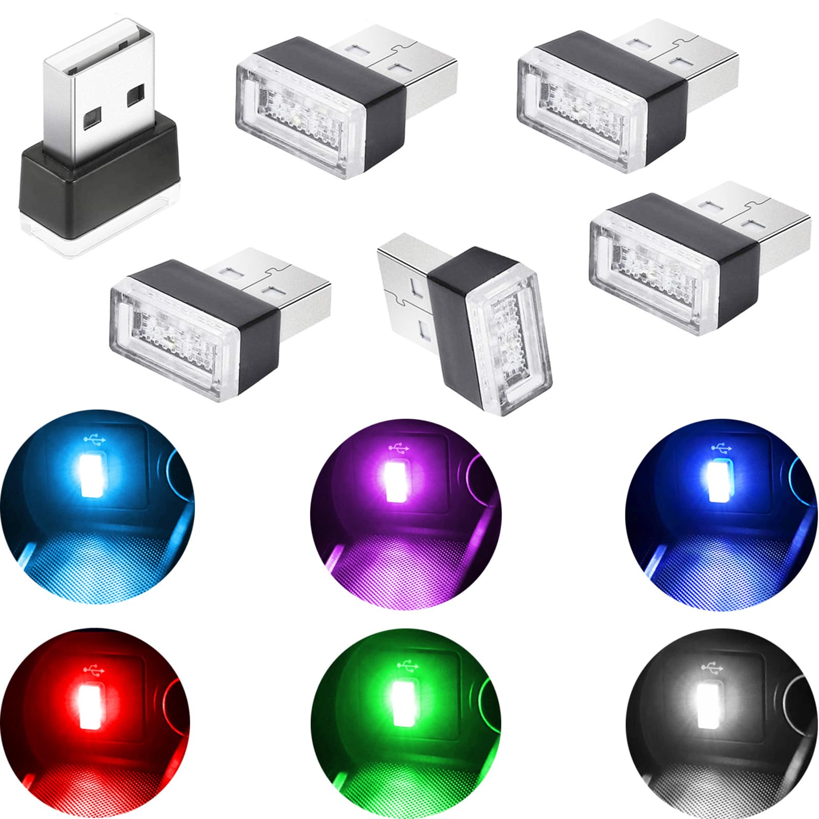 Auto LED Innenbeleuchtung 2 Stück – 7 Farben, Musikgesteuert, USB-aufladbar, Magnetisch