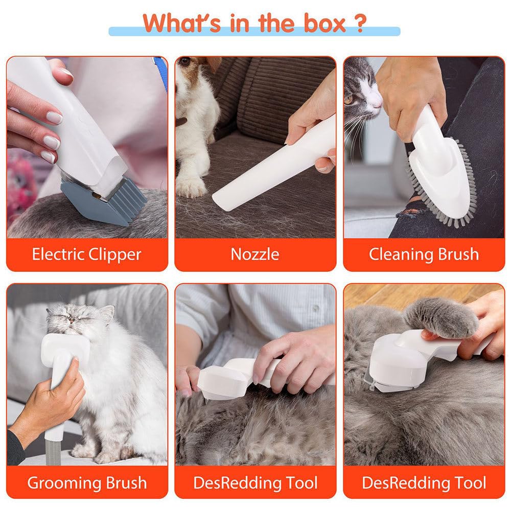 Kit Per La Toelettatura Dei Cani, Aspirapolvere Per La Toelettatura Degli Animali Domestici, Aspirapolvere Per Cani Con Contenitore Antipolvere Da 2,5 L Con 6 Strumenti
