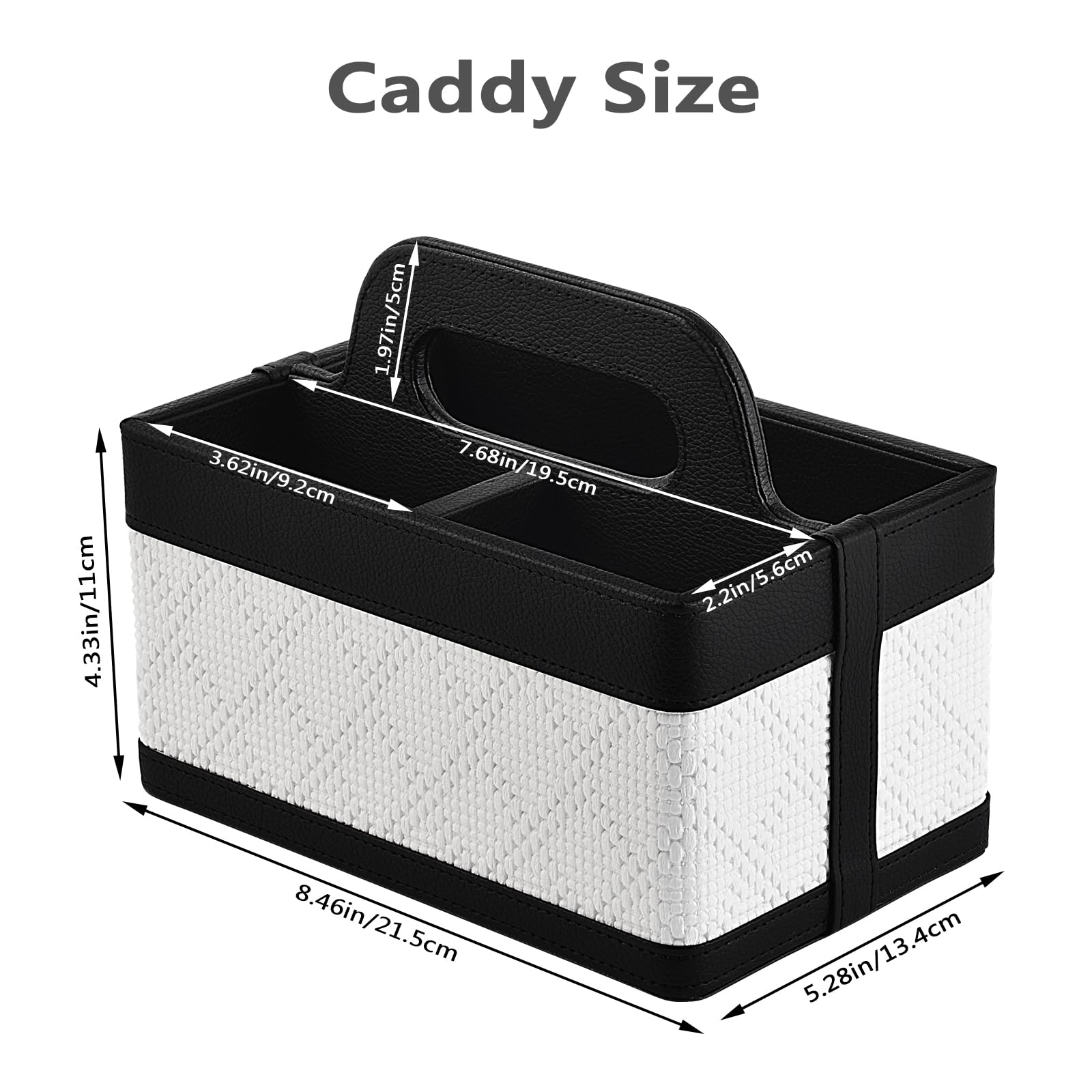 RHCSZ Desk Organizer Caddy with Handle-Portable PU Leather Remote Control Holder-Nightstand Dresser Tote Storage for Sunglasses Comb Small — view 5