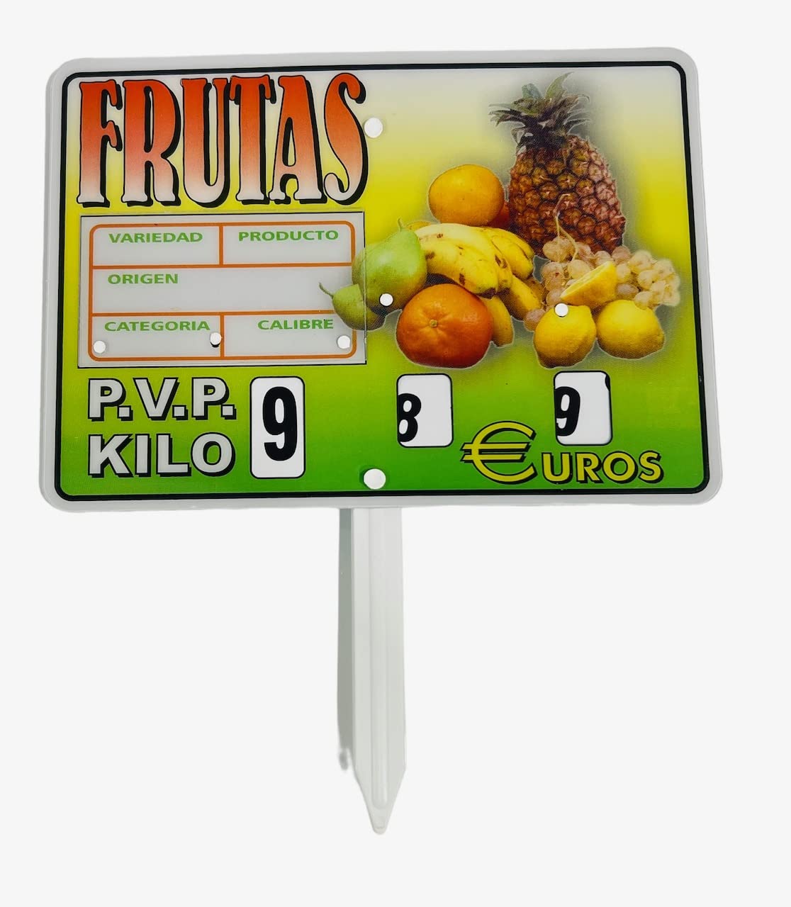 BALSAT Portaprecio fruteria, Portaprecio Frutas, Cartel para frutas, portaprecios de fruteria, pizarra precios Mod. Cubano 12 ud. (Ganchos)