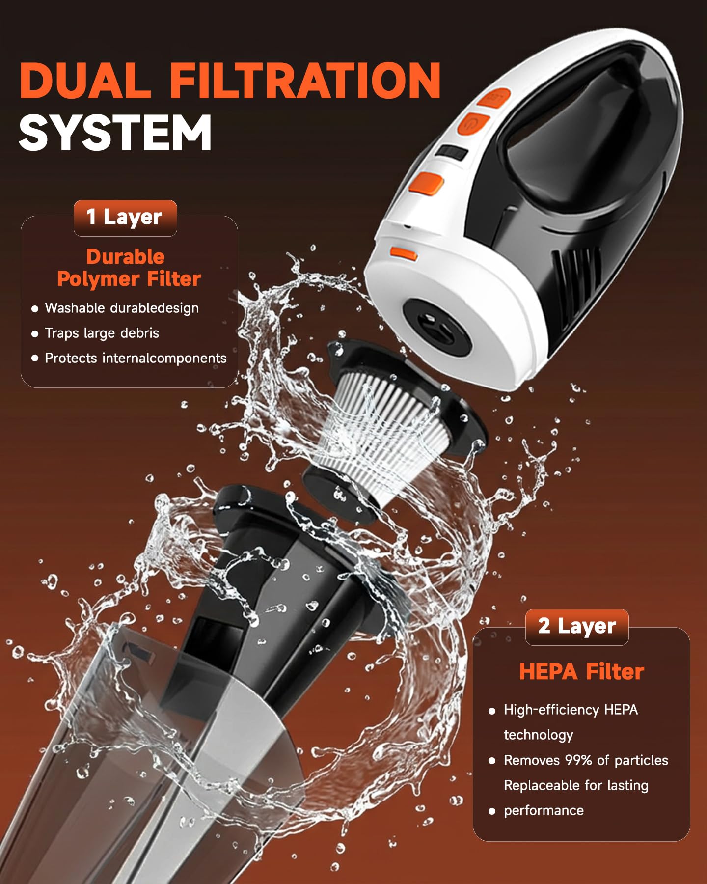 TANYO Aspirabriciole Senza Fili 4 IN 1, 12000PA Potente Aspirapolvere Auto con Motore Brushless, Mini Aspirapolvere Portatile con Filtro HEPA e Multipli Accessori, per Capelli, Casa, Ufficio, Cucina