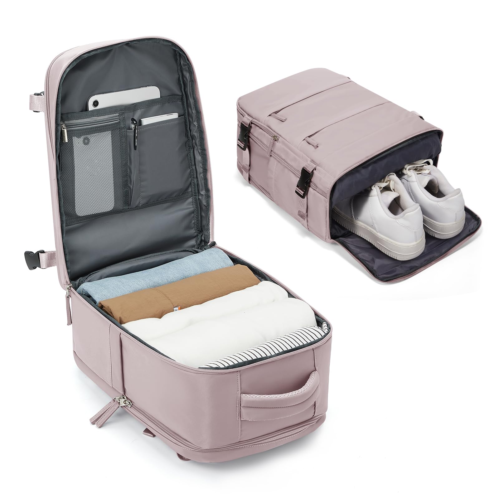 BJLFS Borse da Cabina per Ryanair 40x30x20 Bagaglio a mano Sottovuoto 40x20x25 Zaino da Viaggio con Sottovuoto impermeabile Donna Zaino Easyjet 45x36x20 Zaini Wizzair con porta scarpe