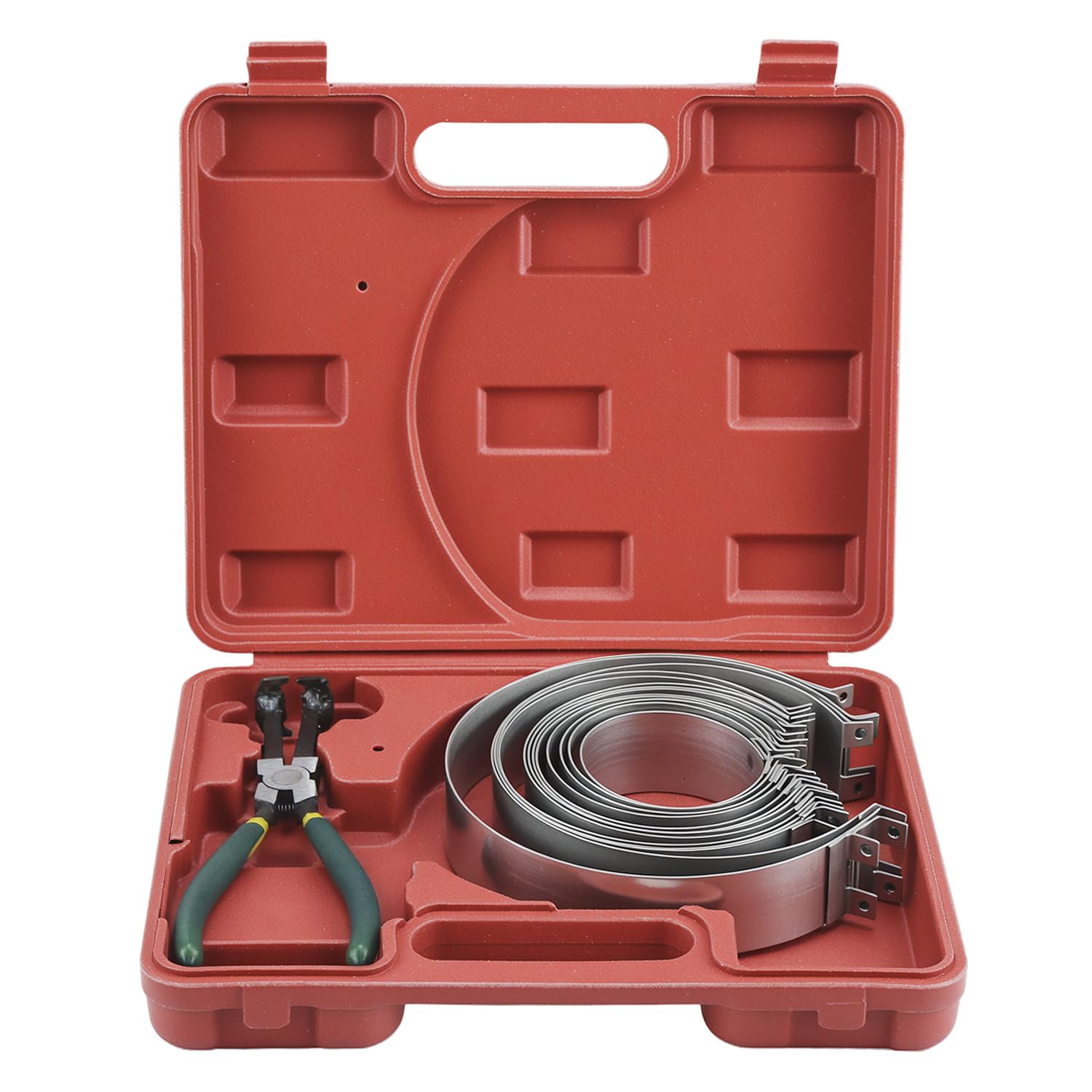 QWORK® Set di compressori a pistone con pinze, 62-145 mm, per SUV/camion/trattori/automobili, inclusa custodia