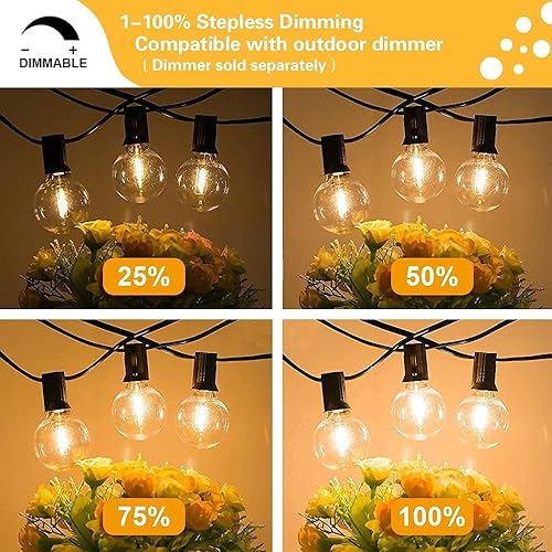 Miniatura 9 de Banord - Tira de luces tipo globo G40 de 15 m, 2700 K, impermeables, para exteriores, con 26 bombillas de plástico regulables, irrompibles, de