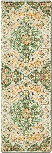 Miniatura 19 de Lahome Alfombra bohemia con medallón floral de 3 x 5 pies, suave, impresa, para baño, cocina, entrada, vestíbulo, vintage, antideslizante, lavable