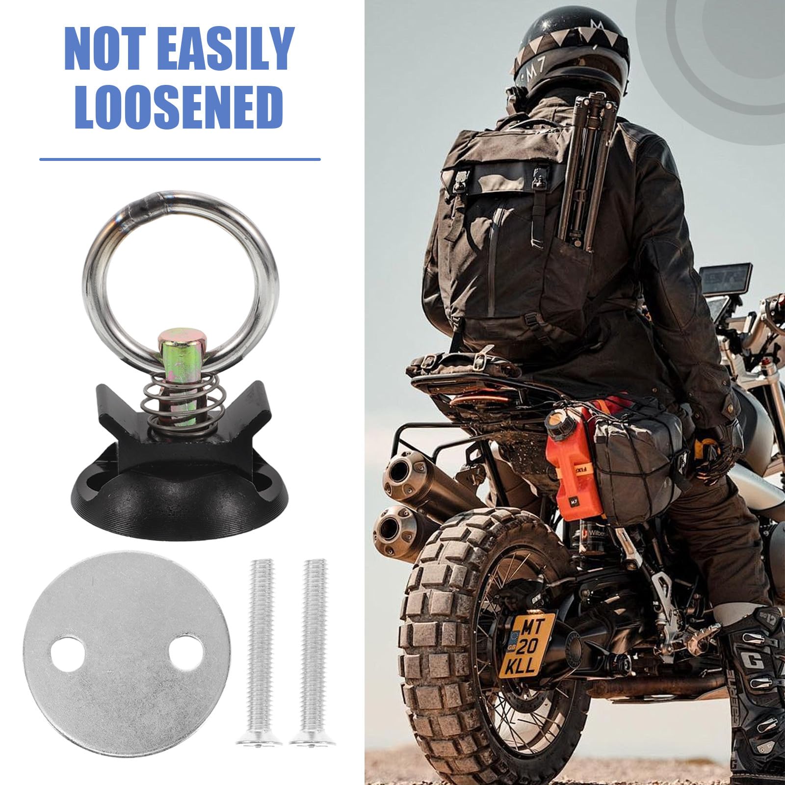 Kit de 4 Anclajes de Amarre Redondos para Motocicleta, Sistema de Amarre Resistente en Forma de L, Accesorios para Motos, Puntos de Anclaje Seguros para Equipaje, Uso Versátil