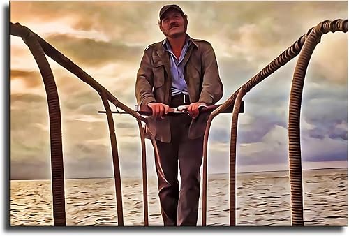 Miniatura 2 de Póster de lienzo de película retro con diseño de mandíbulas, pintor de pie, arte al óleo y pintura de pared, pósteres impresos modernos para el