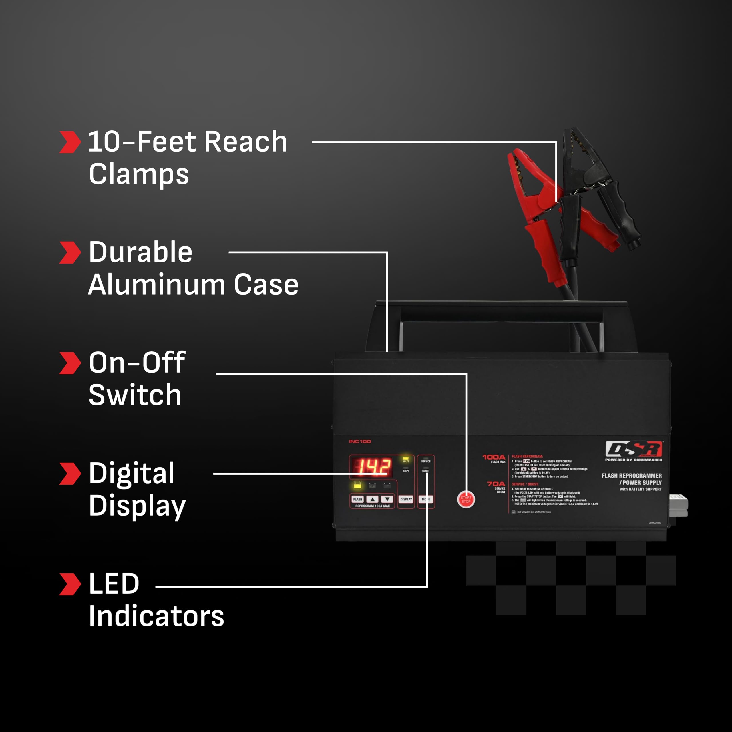 Schumacher DSR ProSeries ładowarka do akumulatorów Flash Reprogrammer i zasilacz z obsługą baterii - 100 A, 12 V