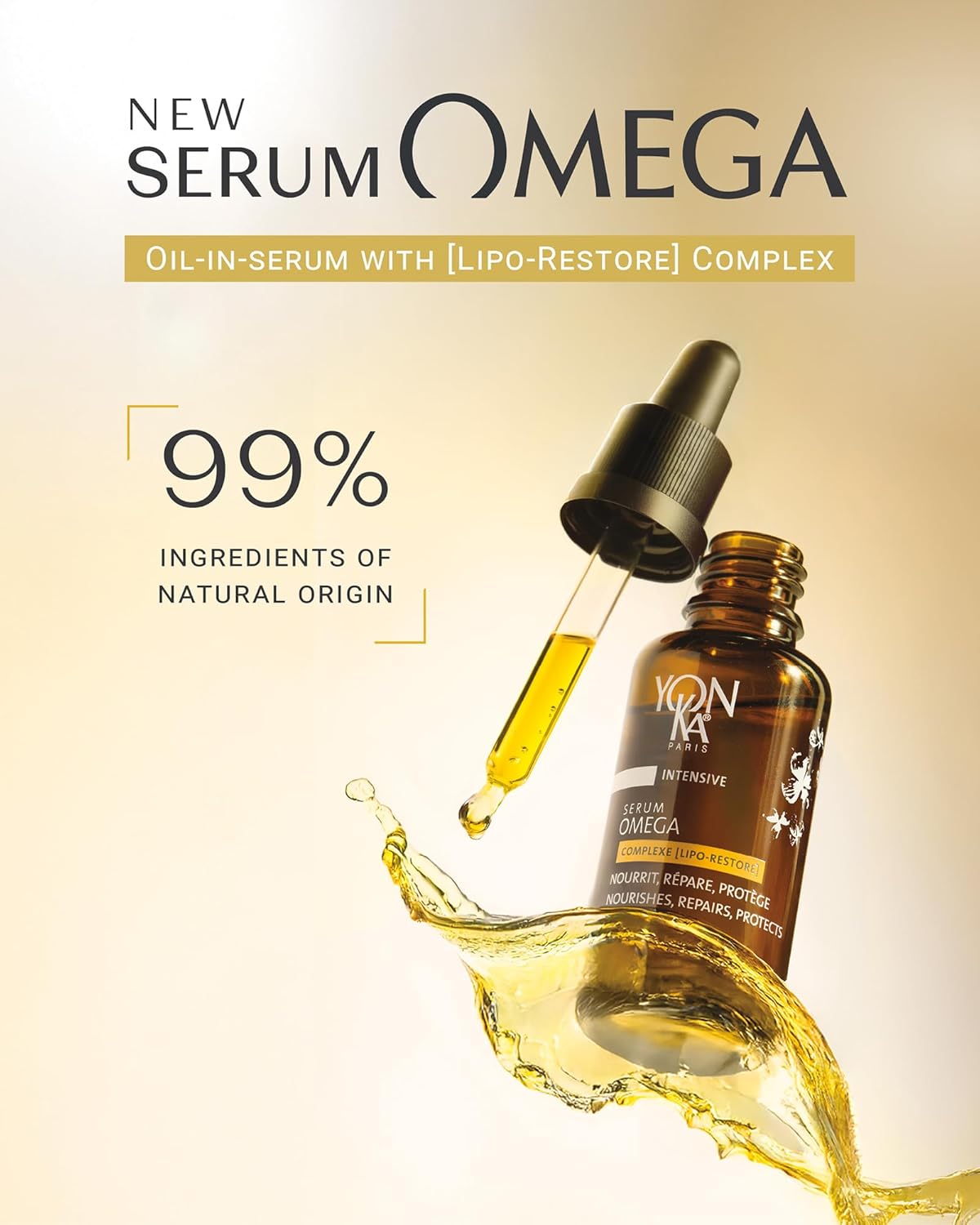 YONKA PARIS Serum Omega | Oil in Serum for Dry Sensitive Skin | Omegas 3 6 9 Lipo Restore Complex | Nourishes and Soothes Reactive Skin | Vegan Dermatologist Tested | Made in France