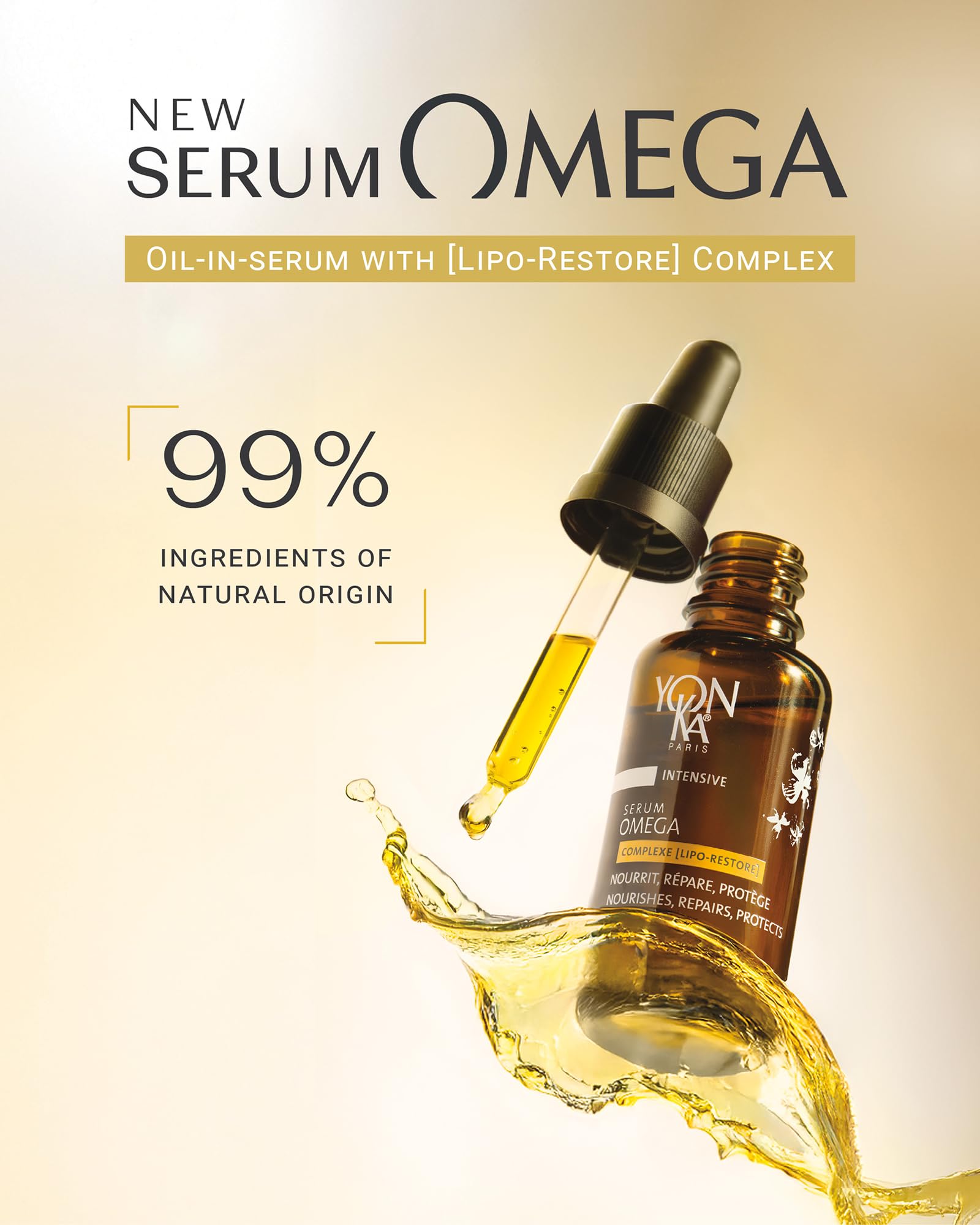 YONKA PARIS Serum Omega | Oil in Serum for Dry Sensitive Skin | Omegas 3 6 9 Lipo Restore Complex | Nourishes and Soothes Reactive Skin | Vegan Dermatologist Tested | Made in France