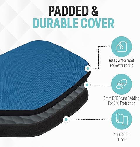 Vista 189 de Palms-O-Aces Pickleball Paddle Sleeve Lightweight Padded Canvas Covers for Paddles Protective Racket Case with zipper Standard & Elongated