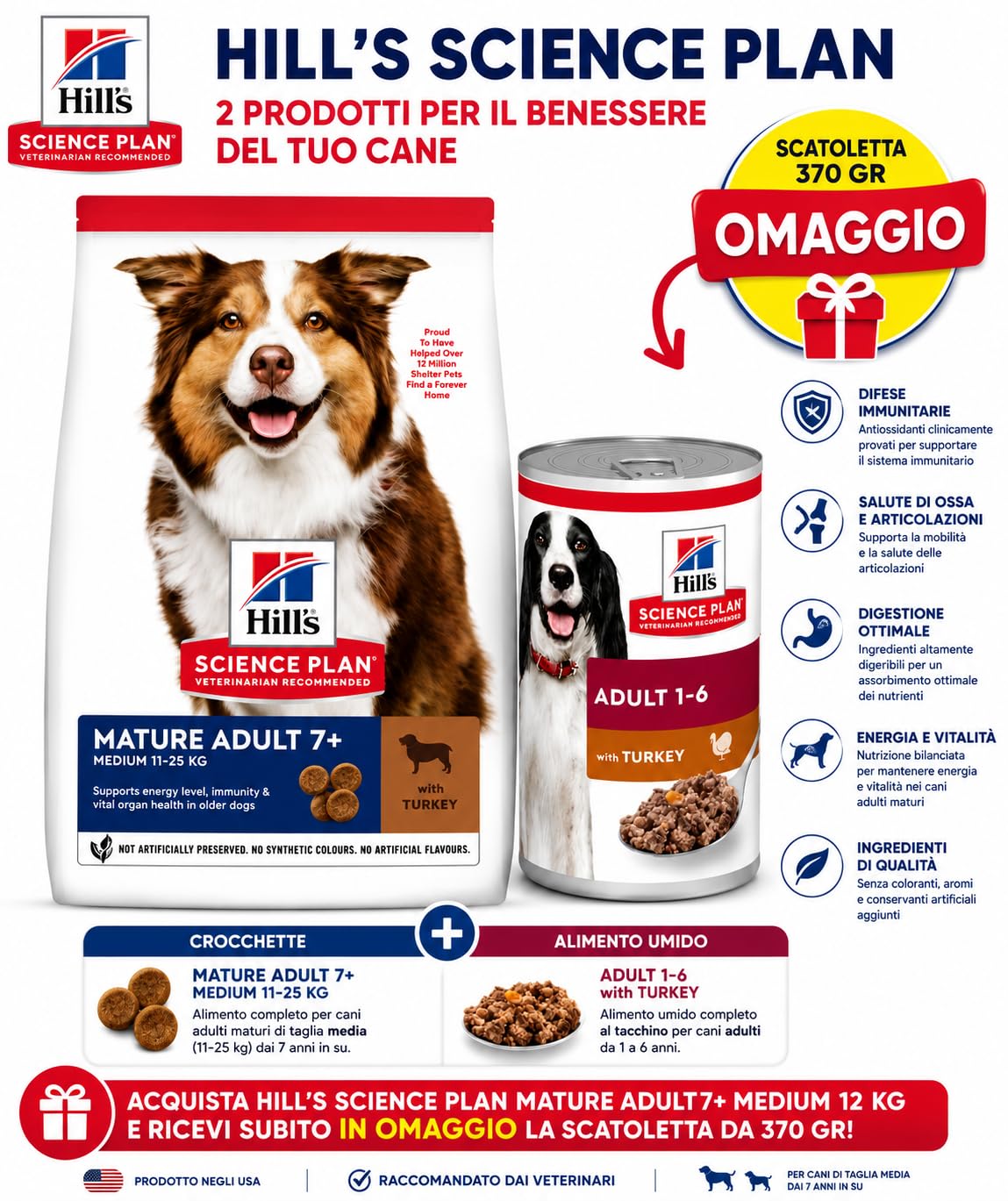 Hill's Canine Mature Adult Lamb & Rice Comida para Perros - 12000 gr