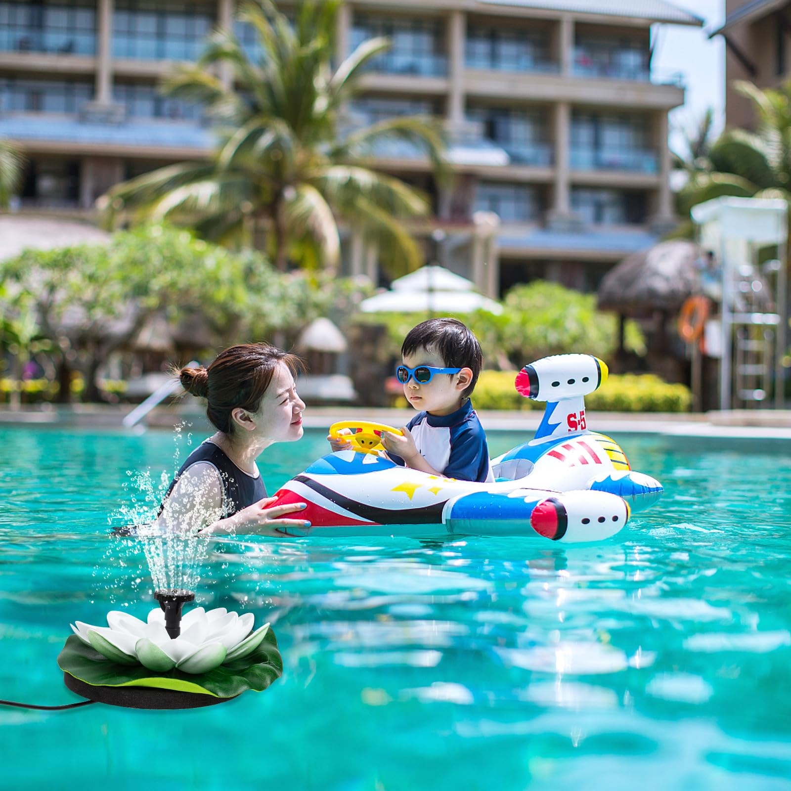 Fuente Solar de Loto Flotante para Jardín, Piscina y Estanque