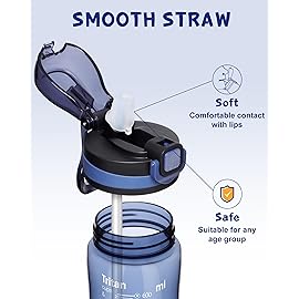 Opard Peak Water Bottle with Straw Cap, BPA-Free, Leak Proof Flip Top Bottle