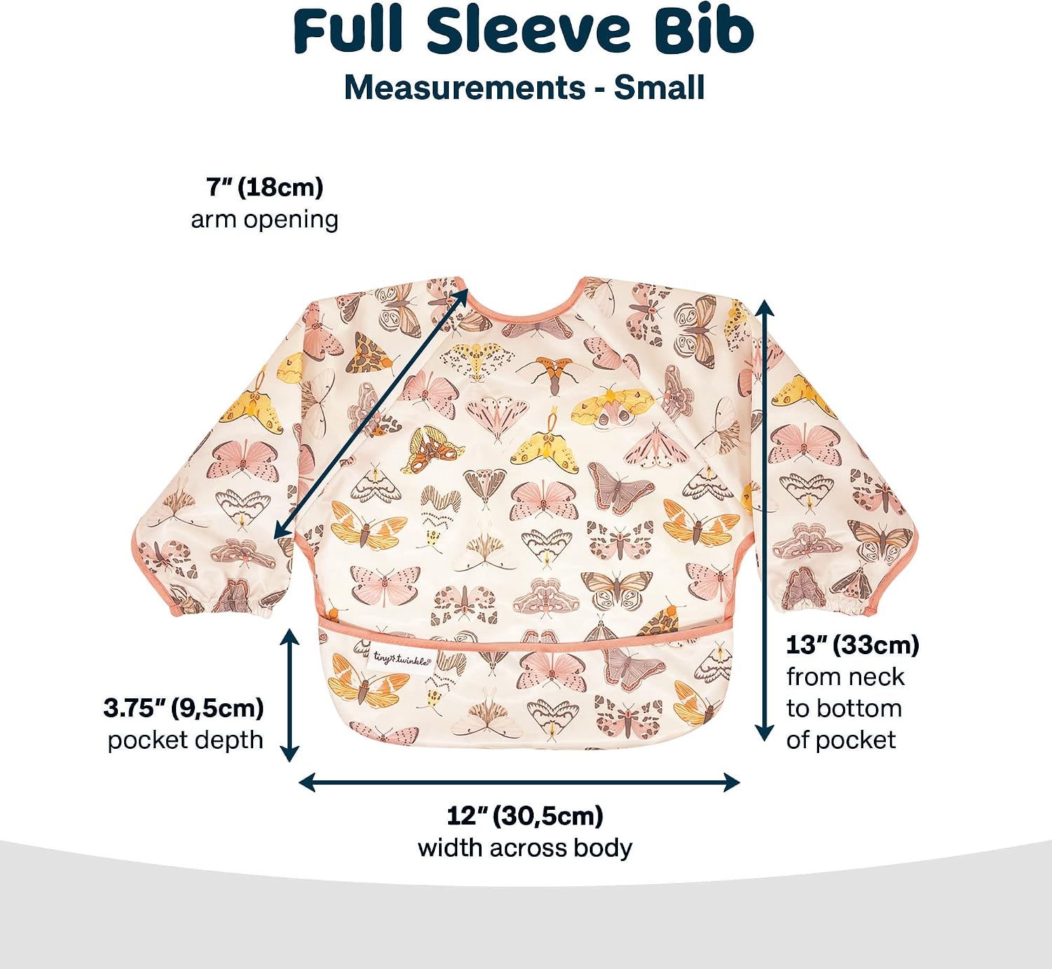 Tiny Twinkle Mess-Proof Splat Mat and Full Sleeve Bib, Machine Washable, Babies and Toddlers 6-24 Months