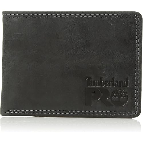 Timberland PRO Men's Leather RFID Wallet with Removable Flip Pocket Card Carrier